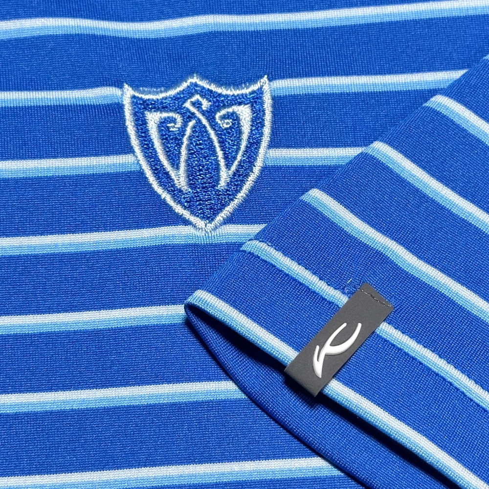 KJUS Soren Stripe Golf Polo Shirt Mens 48 Small Blue Performance Westmoreland CC - Picture 3 of 10